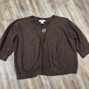 Brown Y2K cardigan with button front closure